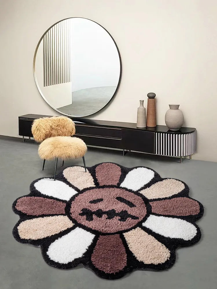 Brown & Black Murakami Sad Flower Rug