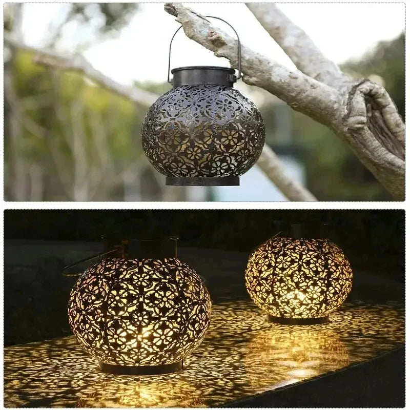 Round solar garden lantern