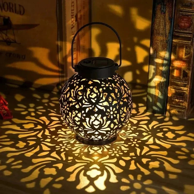 Round solar garden lantern