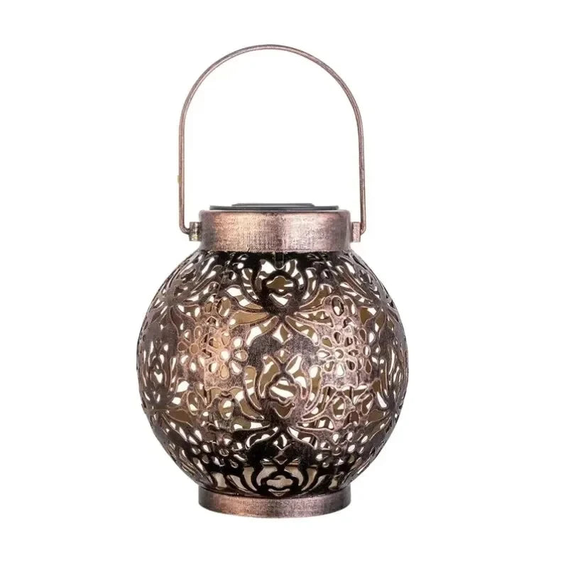 Round solar garden lantern