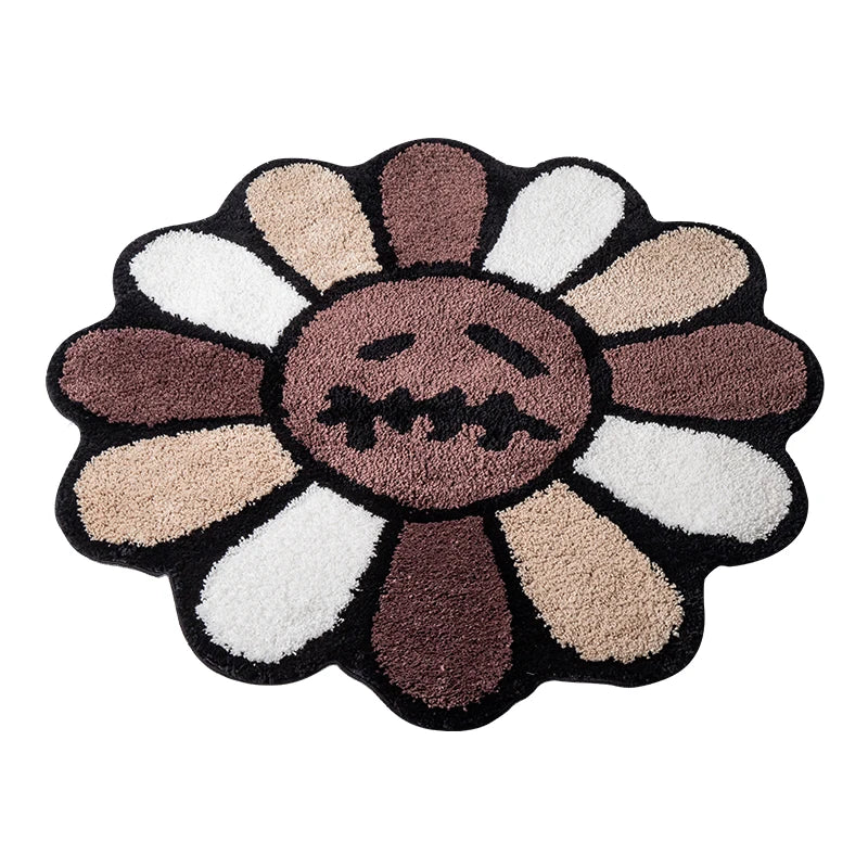 Brown & Black Murakami Sad Flower Rug