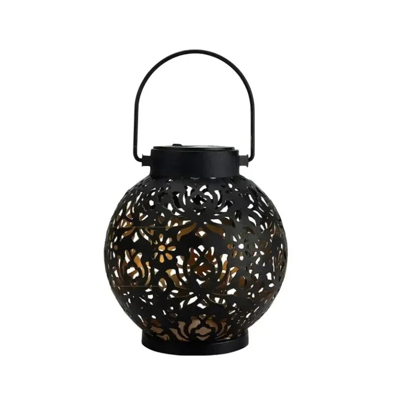 Round solar garden lantern
