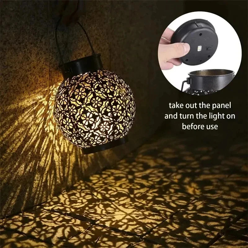 Round solar garden lantern